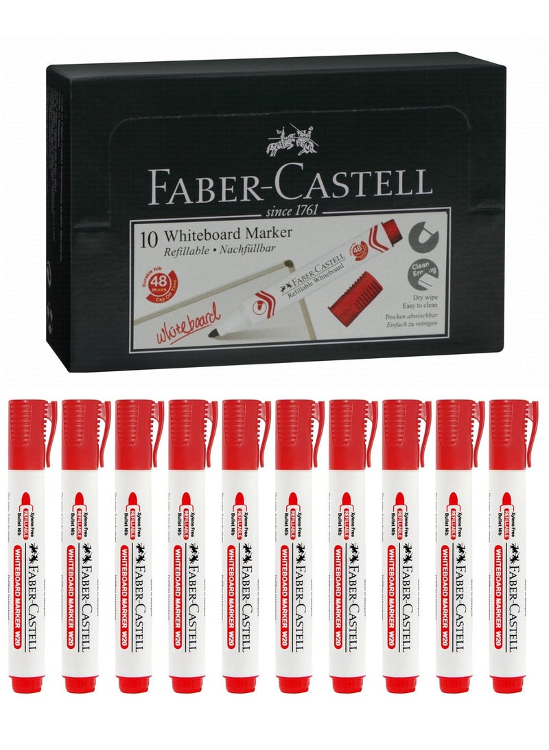 10-Piece Dry Erase Whiteboard Marker Bullet Tip Red Ink